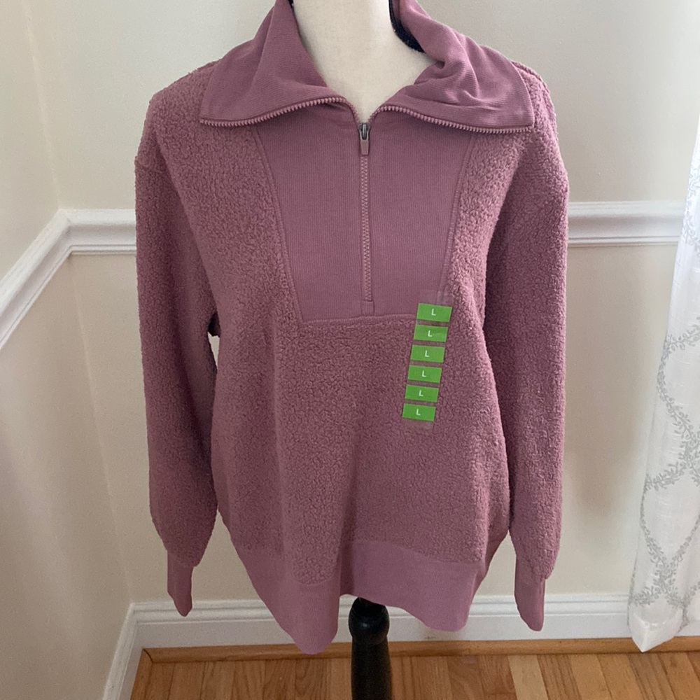RBX Cozy Sherpa 1/4, Zip Pullover with Convertible turtleneck. Size Large NWT.